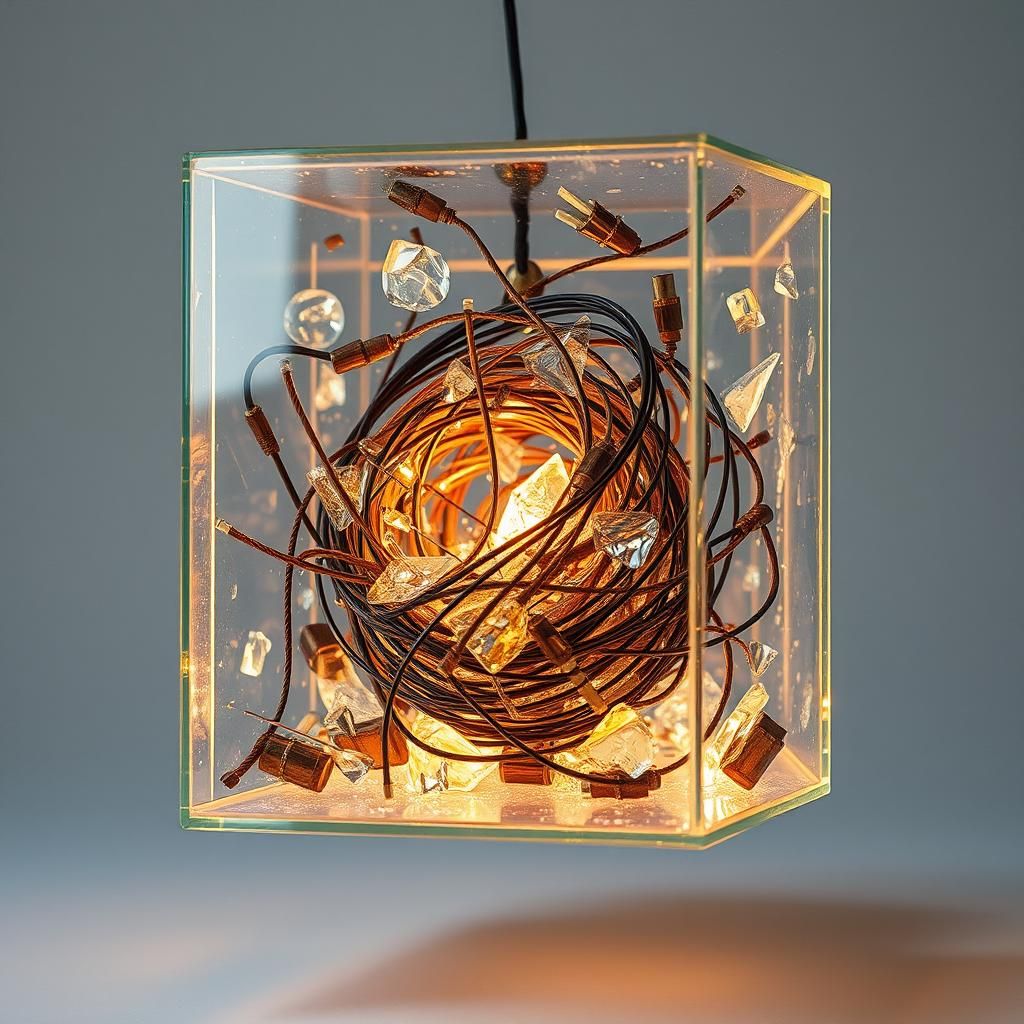 Glass Box of Shattered Dreams in Surrealist Style