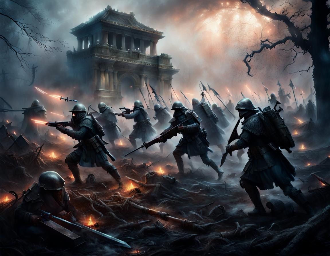 Haunted Battlefield: Spectral Warriors in Eternal Combat