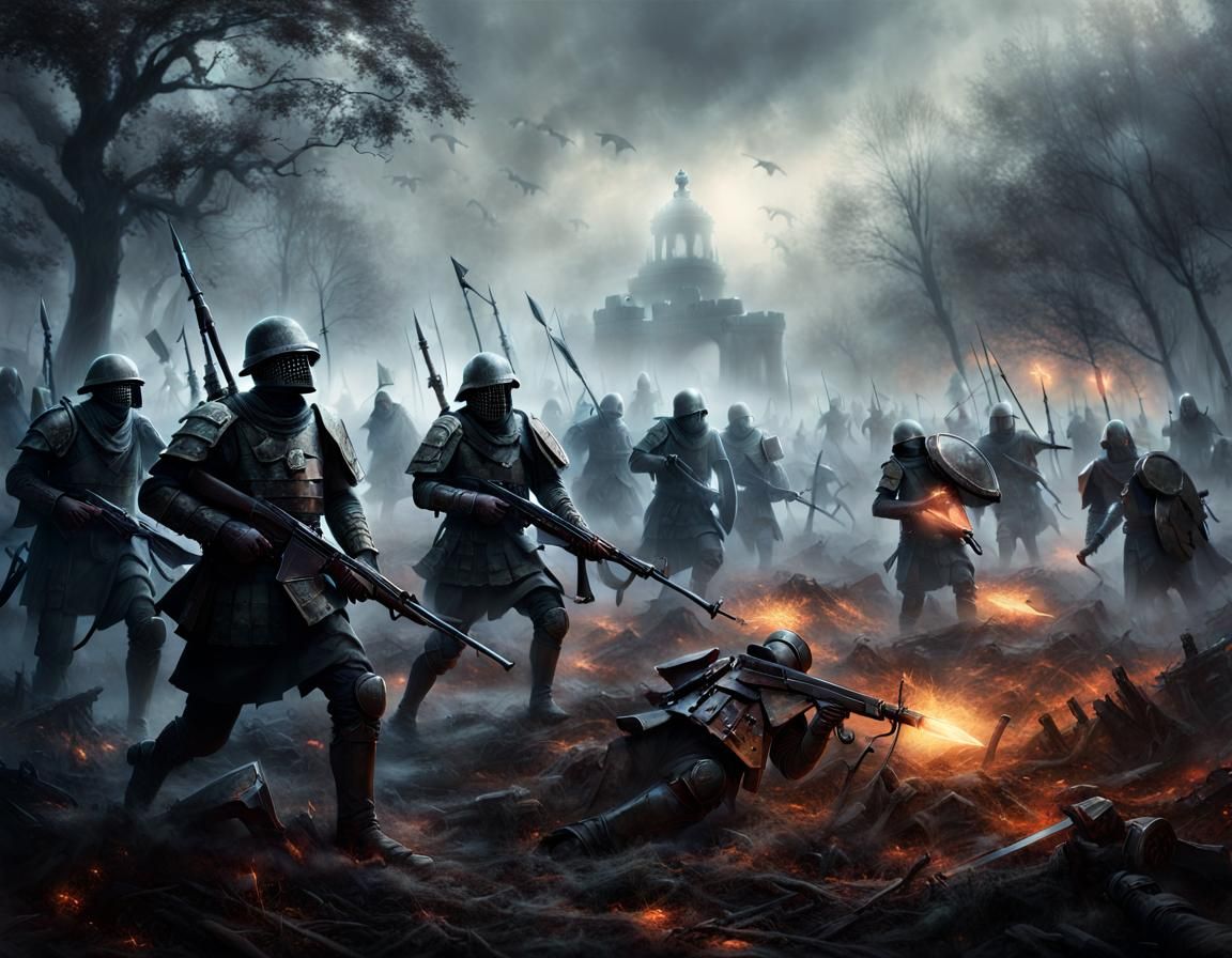 Haunted Battlefield: Spectral Warriors in Eternal Combat