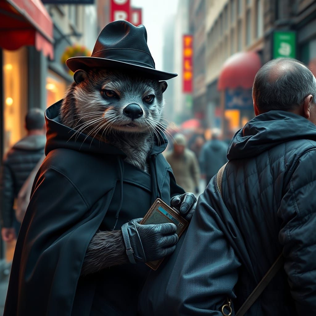 Stealthy Sea Otter Thief in Matte Painting Style