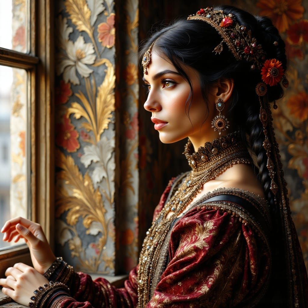 16th Century Woman in Venetian Mansion, Cinematic Quality