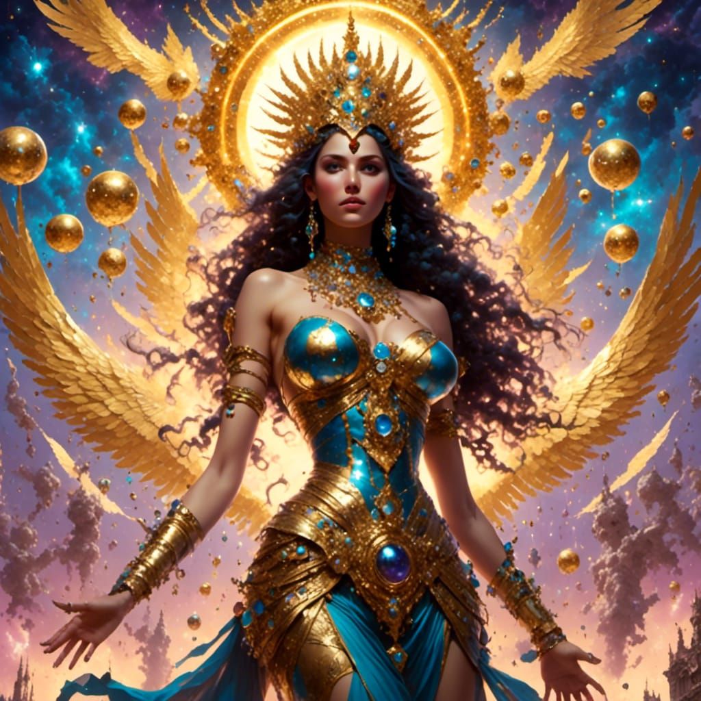 Babylonian Goddess Ishtar, Celestial War Art