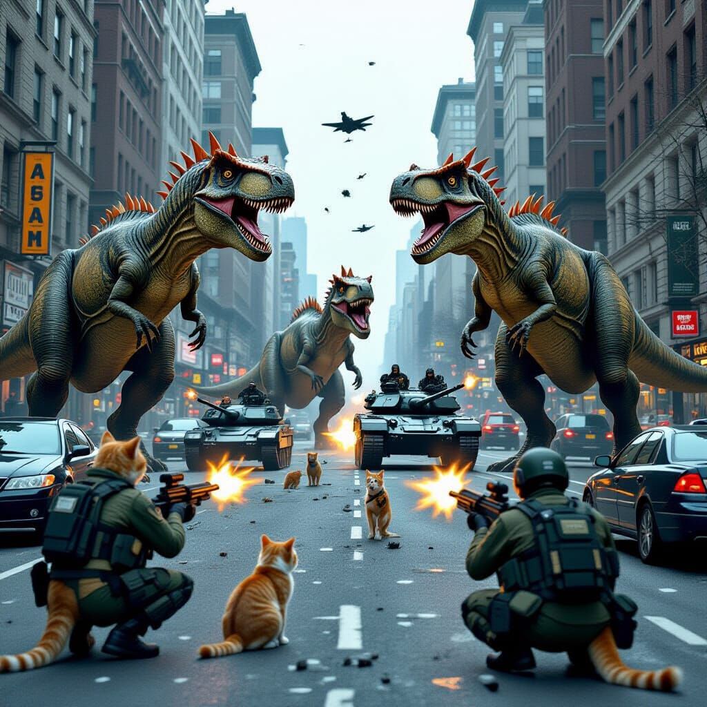 Dinosaurs Invade NYC Streets in Chaotic Cinematic Battle