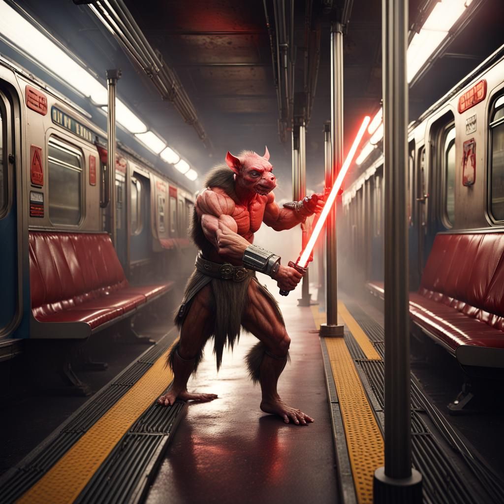 Man Battles Mutant Rats with Lightsaber in Subway