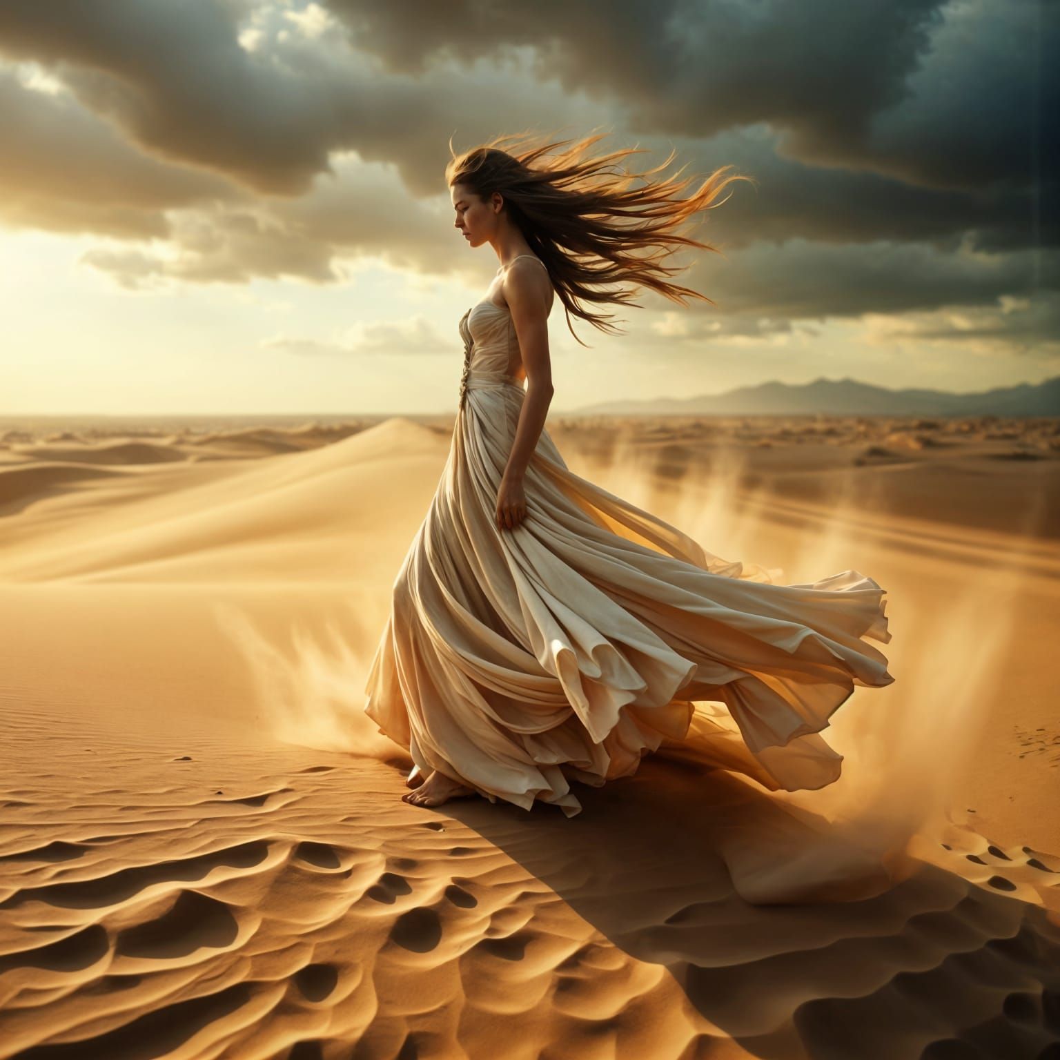 Hyperrealistic Sandstorm Portrait of a Butterfly in Flight