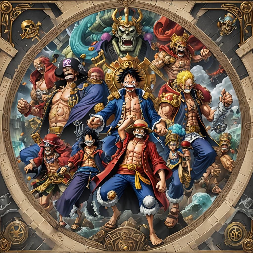One Piece TCG Playmat with Four Emperors and Bucharest Landm...