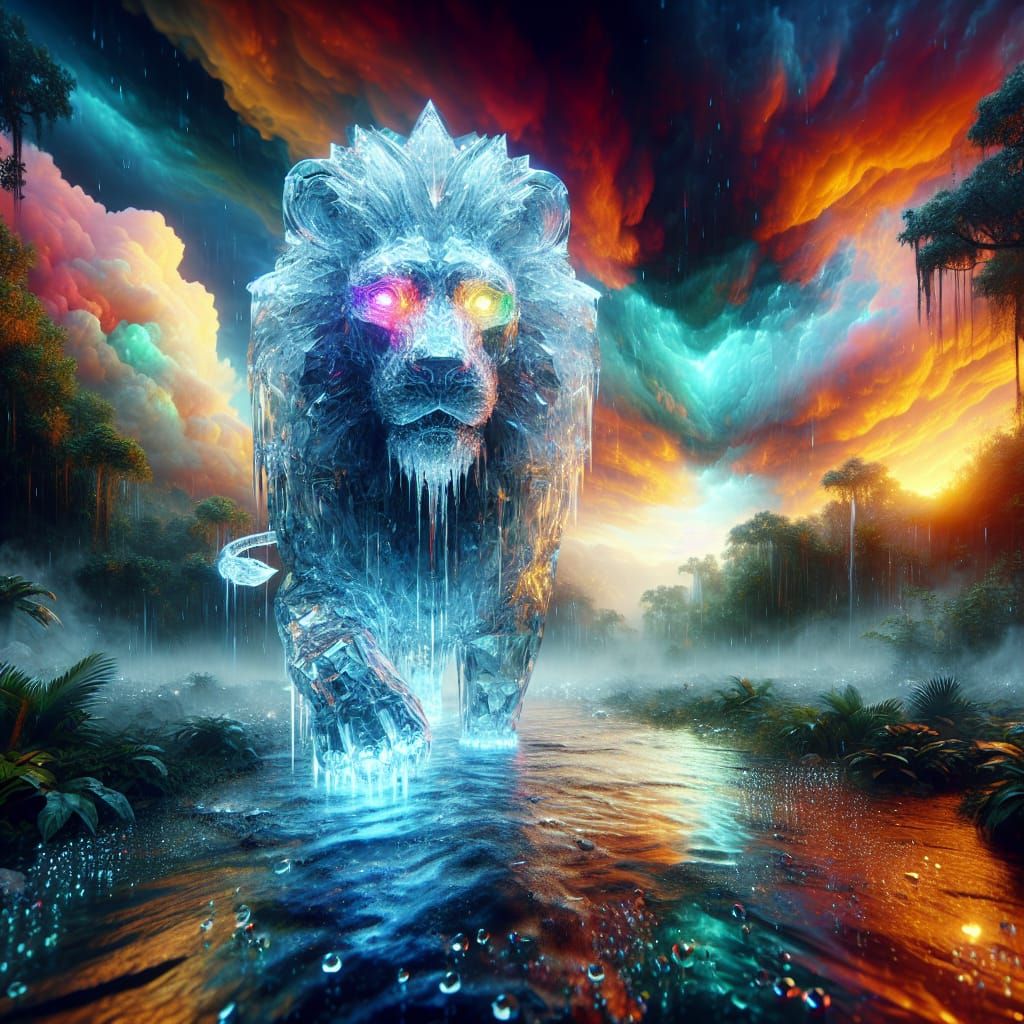 Lion transparent crystal-clear