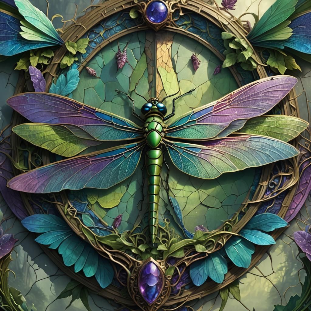 Dragonfly Dragon Logo in Matte Painting Style