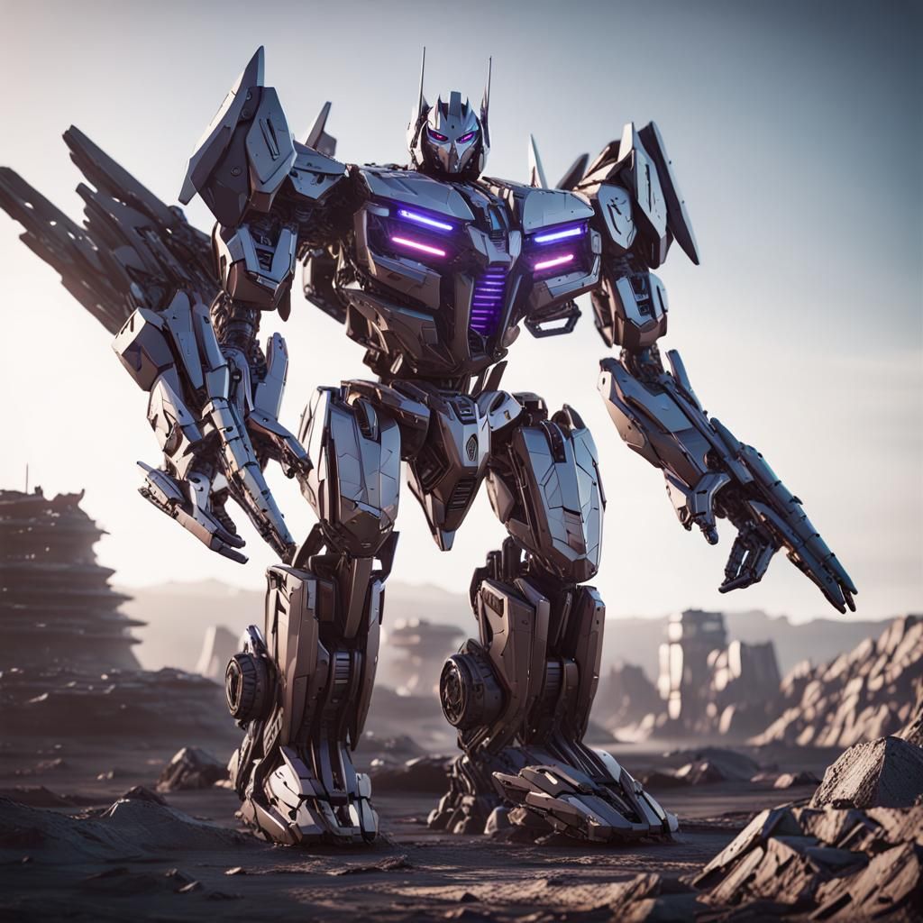 Detailed Decepticon Mech in Futuristic Sci-Fi Scene