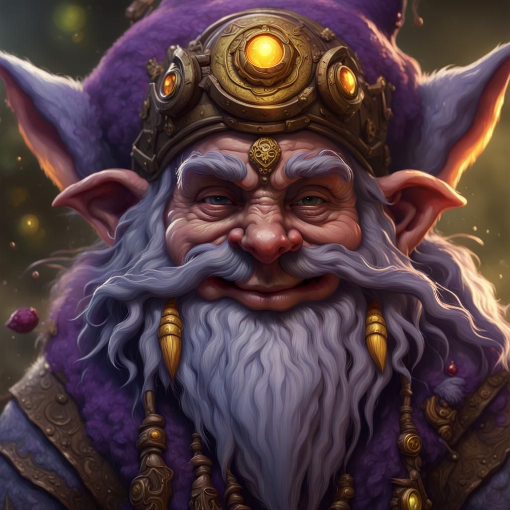 Smiling Shaman Kangaroo-Gnome in Dark Fantasy Style