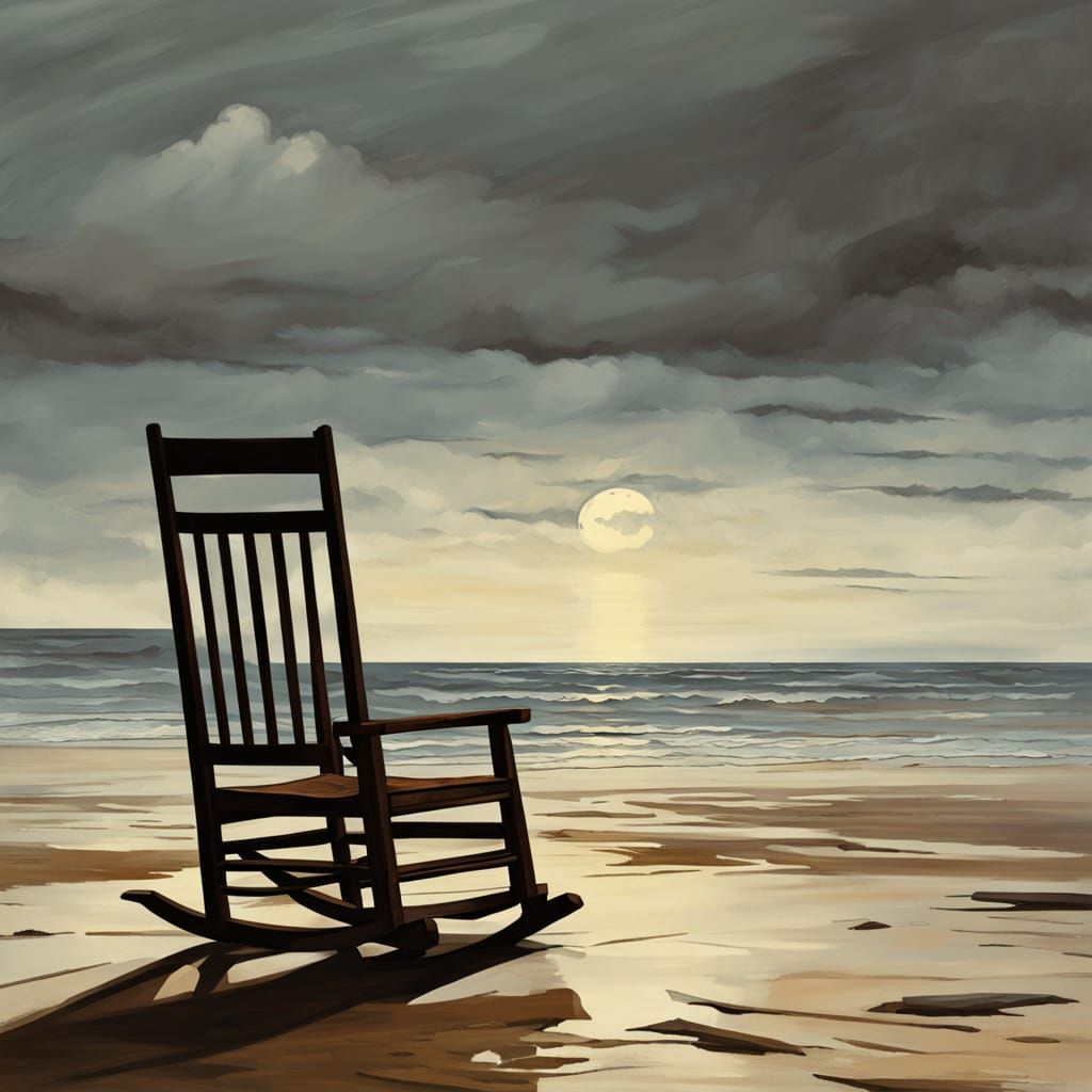 Lonely Rocking Chair on a Windswept Beach