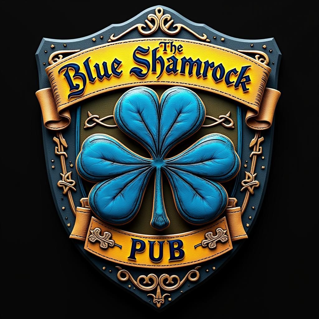 Blue Shamrock Biker Patch with Celtic Knotwork