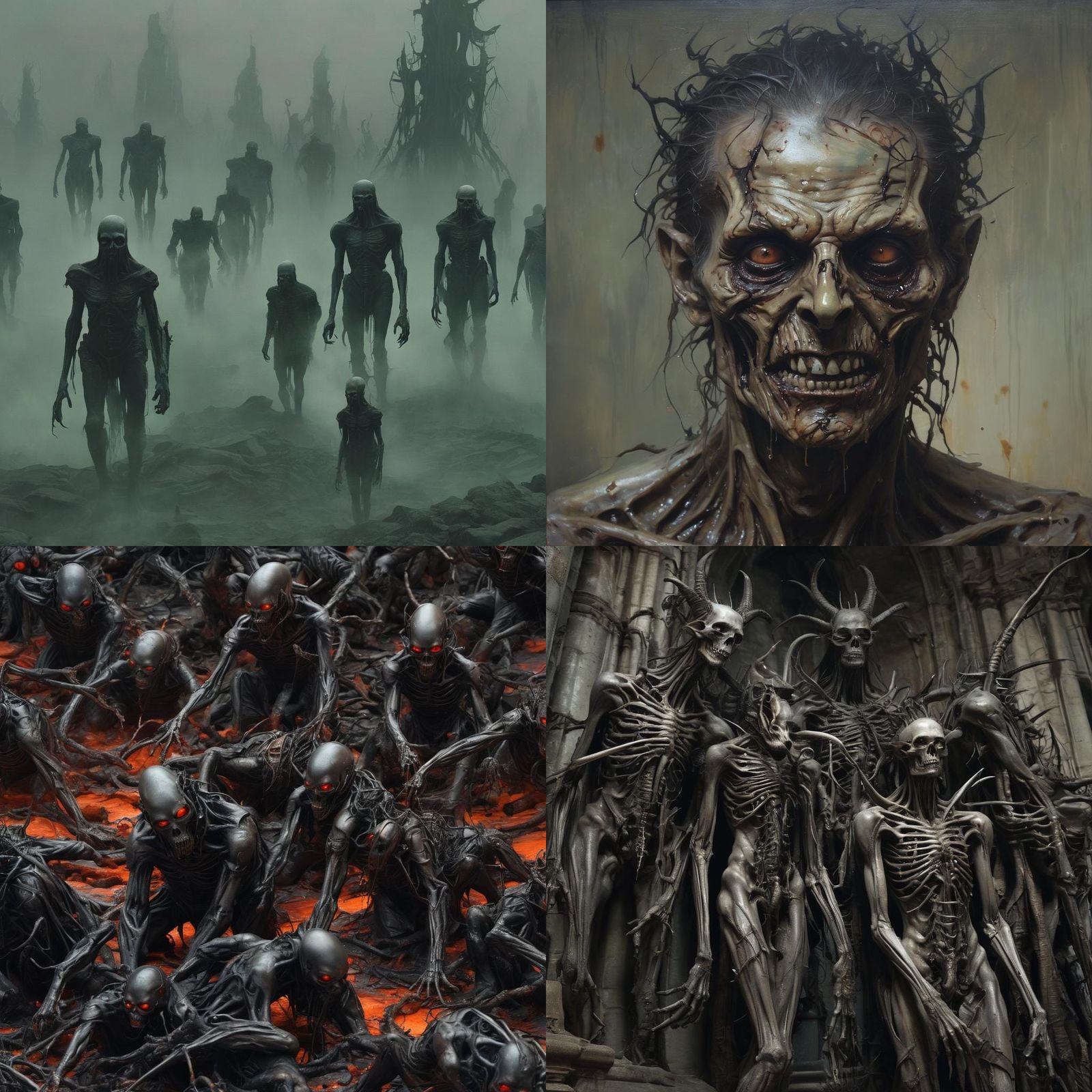 Surreal Undead Demons in Dark Metal Art Style