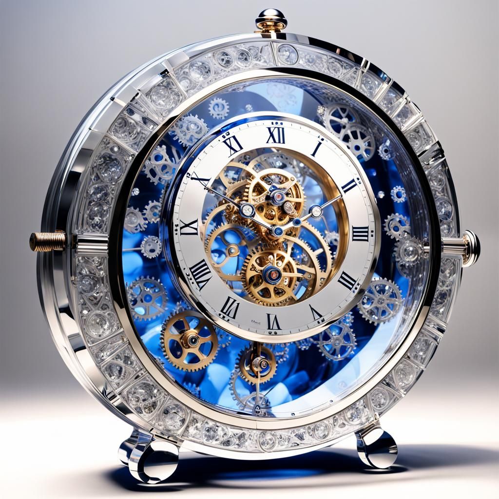 Exquisite Crystal Pocket Watch with Diamond Accents