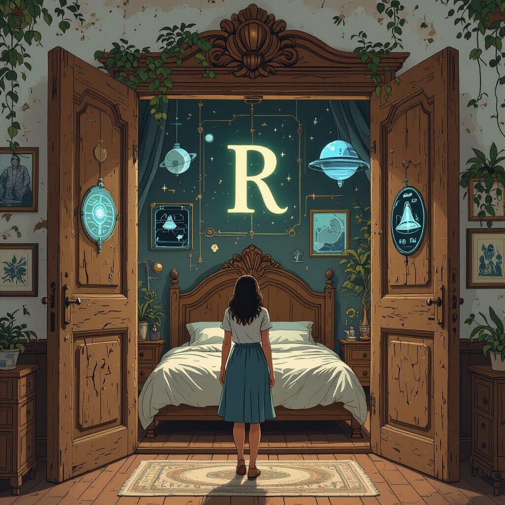 Magical Bedroom Reveal with Alien Accents, Digital Art