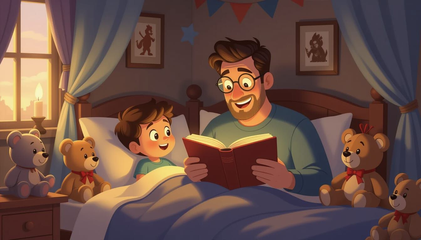 Cozy Bedtime Story Scene Inspired by Disney Animation
