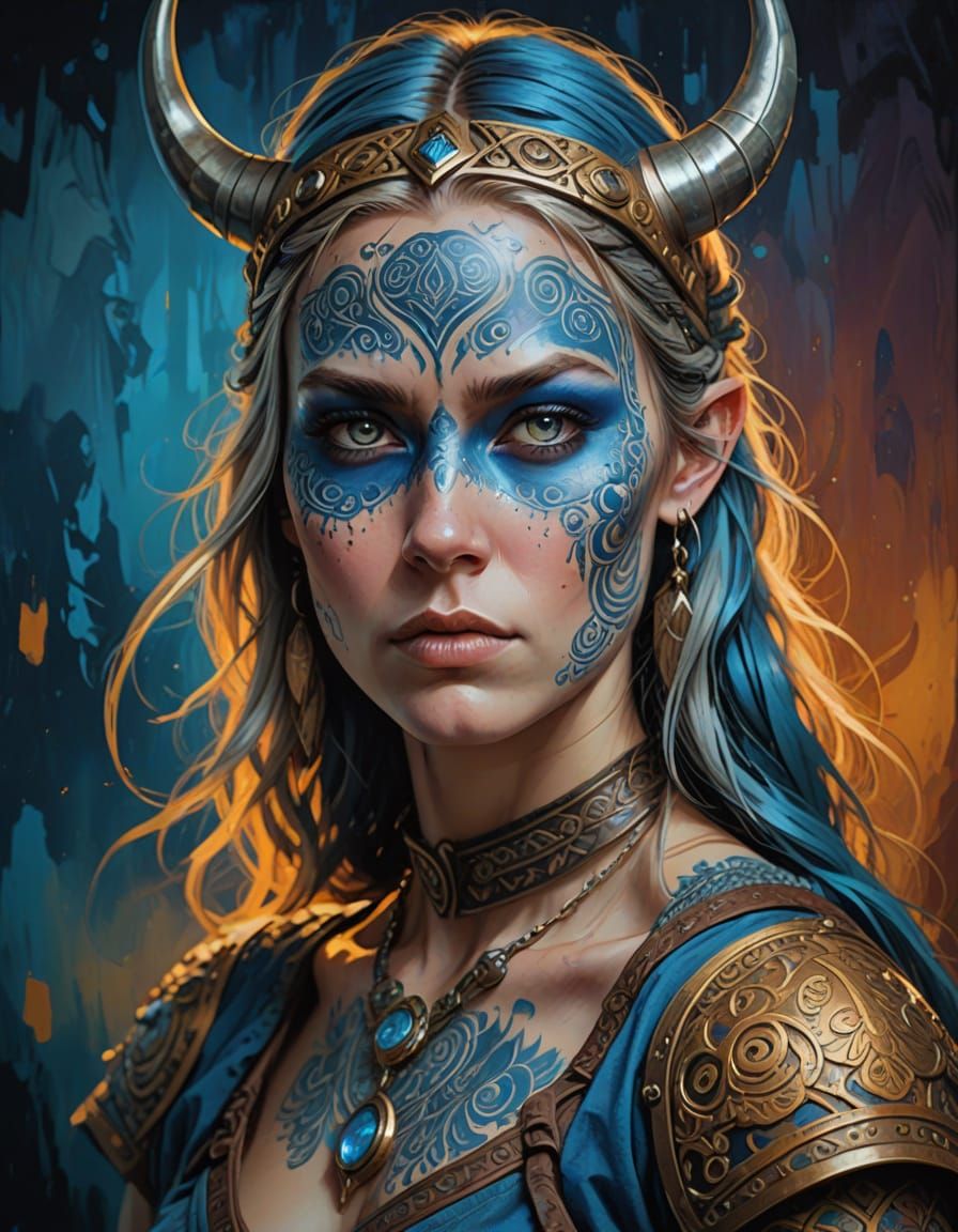 Viking Warrior Goddess in Vibrant, Hyper-Realistic Splendor