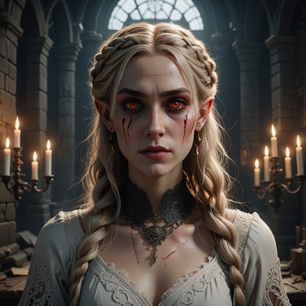 Ethereal Vampire Elf in Tattered Castle