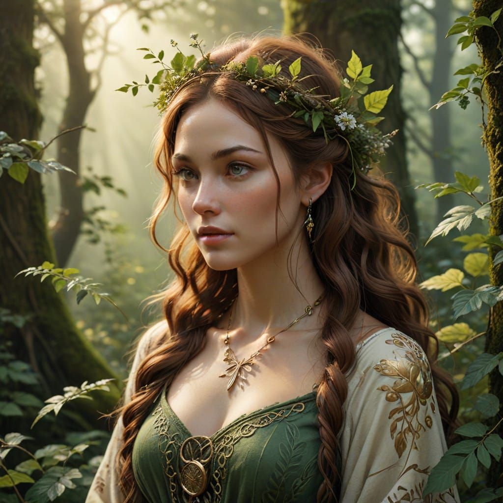 Earth Mother Radiates Serene Wisdom in Celtic-Inspired Beaut...