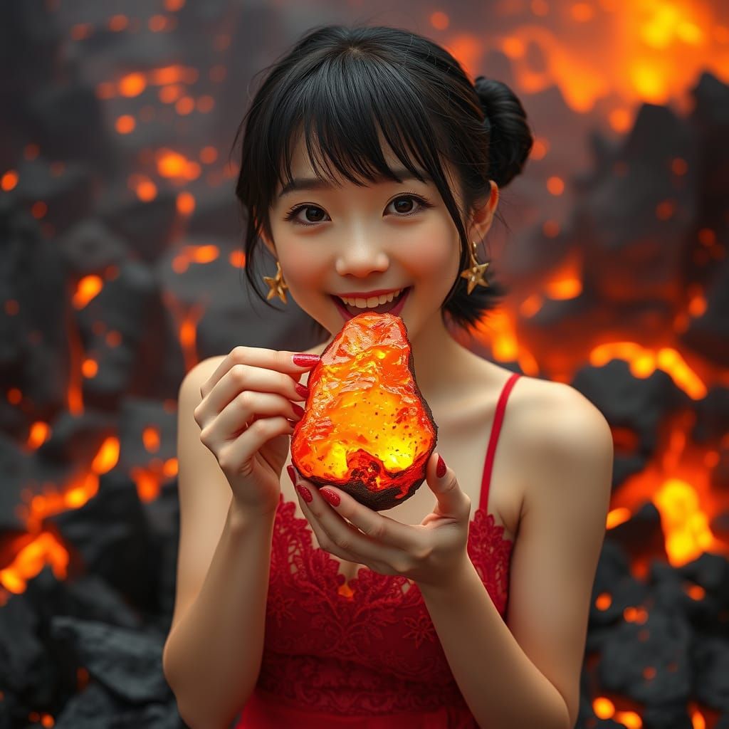 Japanese Reporter Bites Lava Food, Anime Style