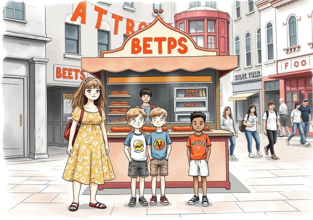 Perth Street Food Stall in 1990s, Fairy-Tale Illustration