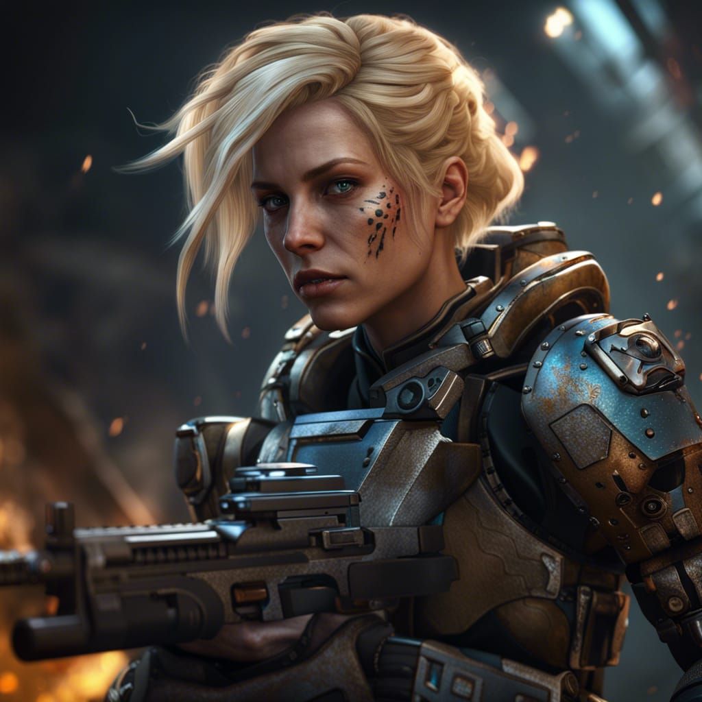 Commander Sheppard in Action: Digital Matte Painting