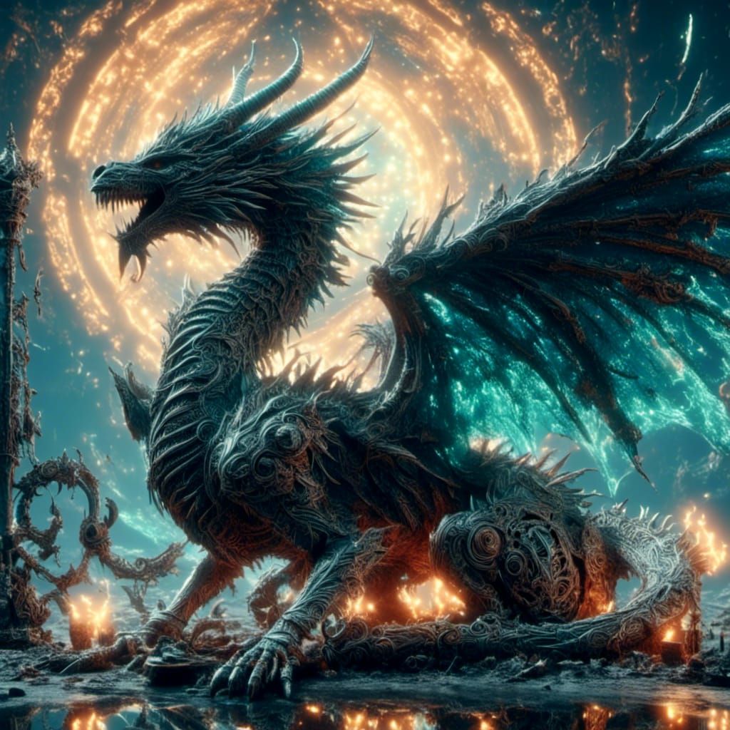 Translucent Armored Glass Dragon in Fantasy Art