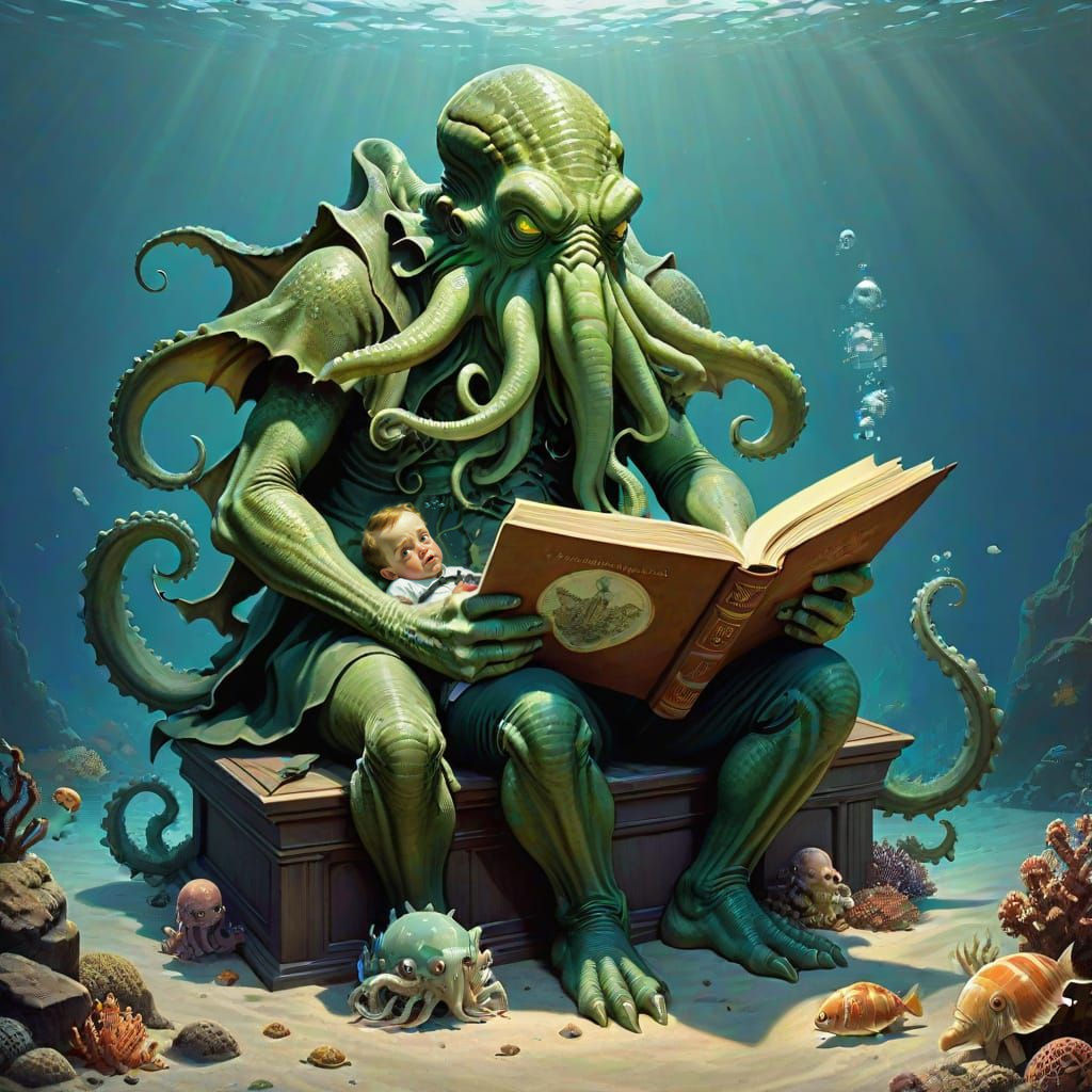 Cthulhu's Bedtime Story: A Heartwarming Scene