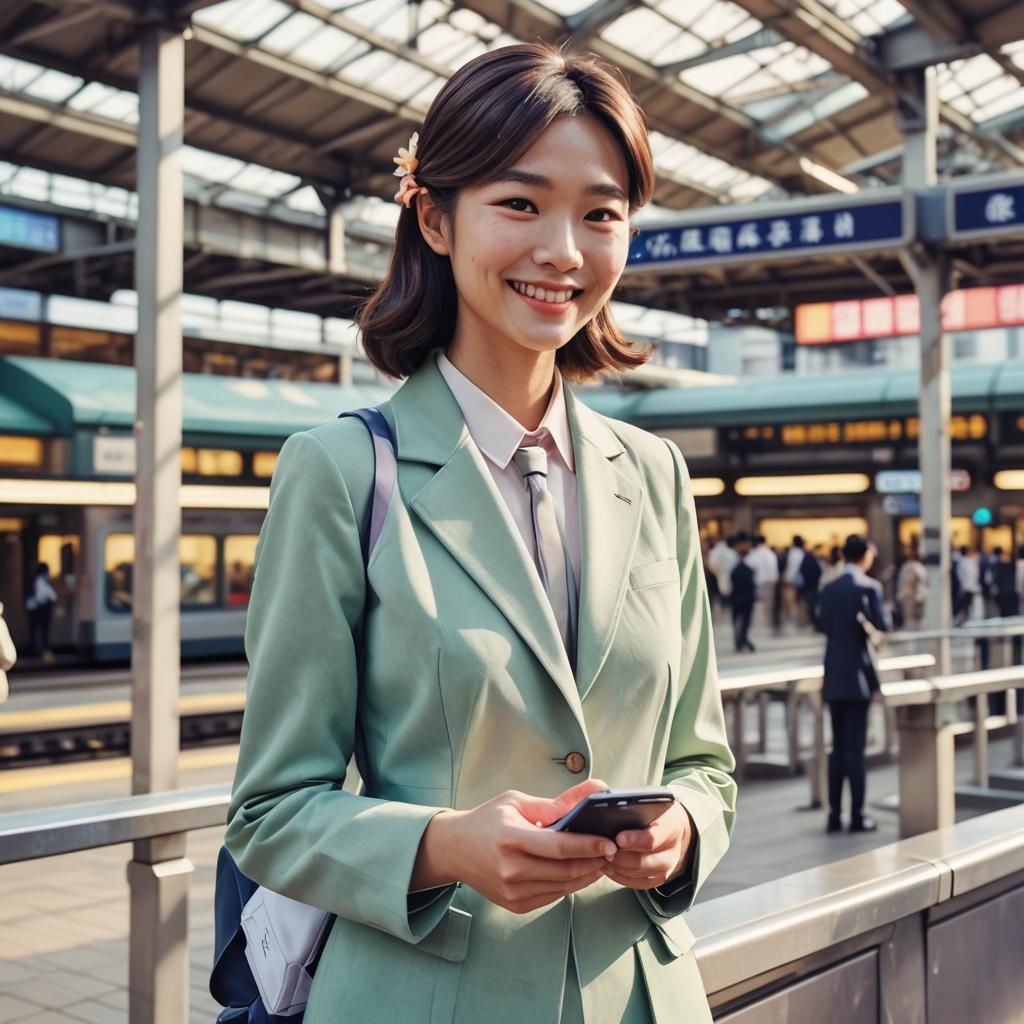 Smiling Sales Agent in Origami Papercraft Style