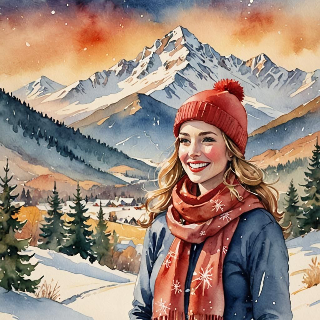 Retro Watercolor Winter Wonderland