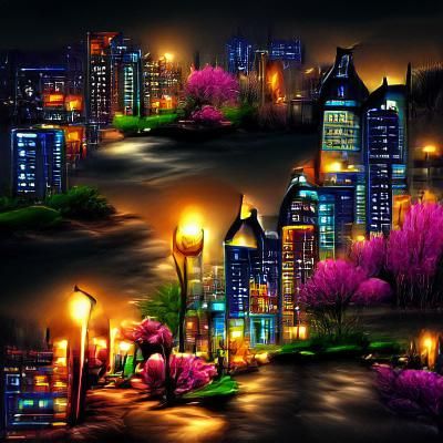 Vibrant Cityscape at Night
