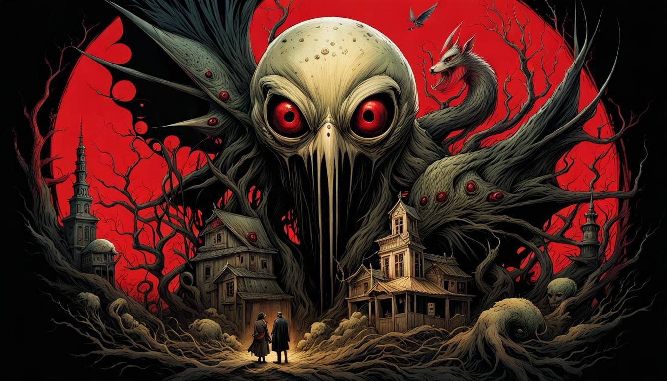 Gothic Horror Monster in Dark Masterpiece Style