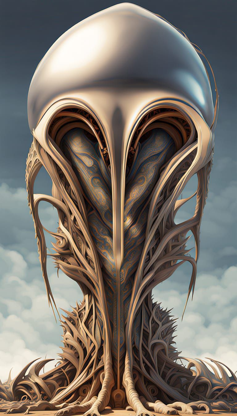 Surreal Cyberpunk Cityscape of a Xenomorph Hive