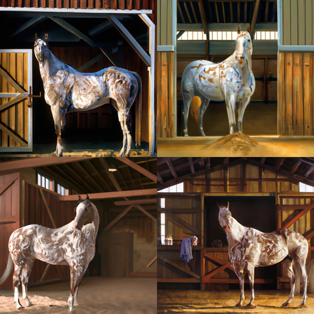 Appaloosa Horse in Barn: An Oil Painting