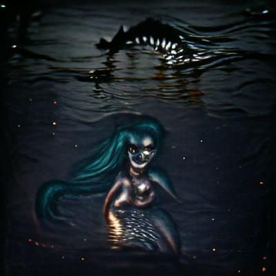 Scary Mermaid in Dark Water