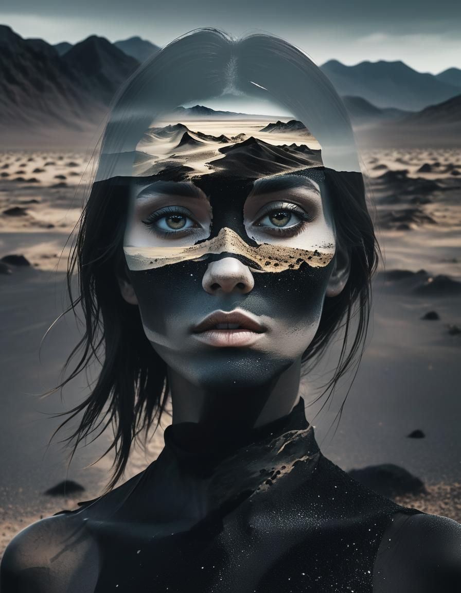 Surreal Portrait of Girl with Double Exposure Effect
