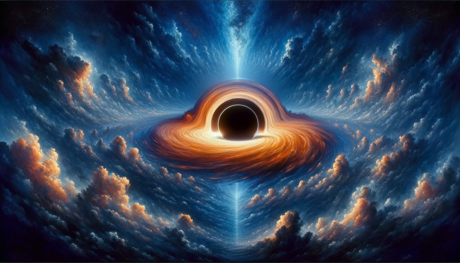 Epic Black Hole in Blue Cosmos, Oil Painting