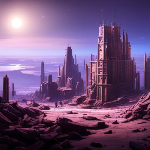 Abandoned Lunar City: Detailed Matte Painting