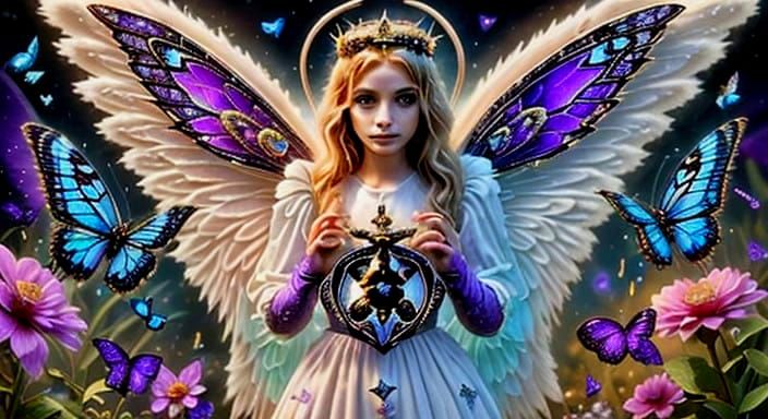 Whimsical Angelic Butterfly in Celestial Realm
