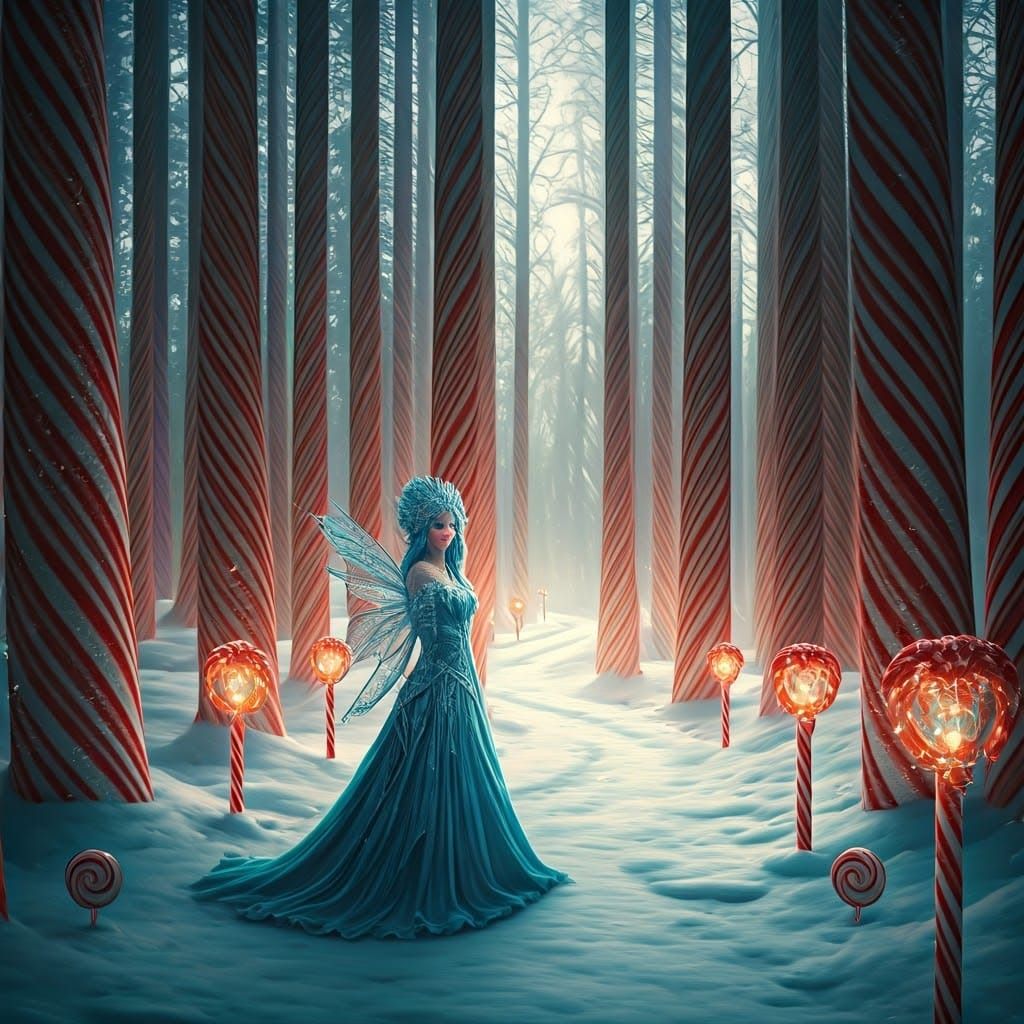 Icy Forest Fairy in Winter Candy Wonderland