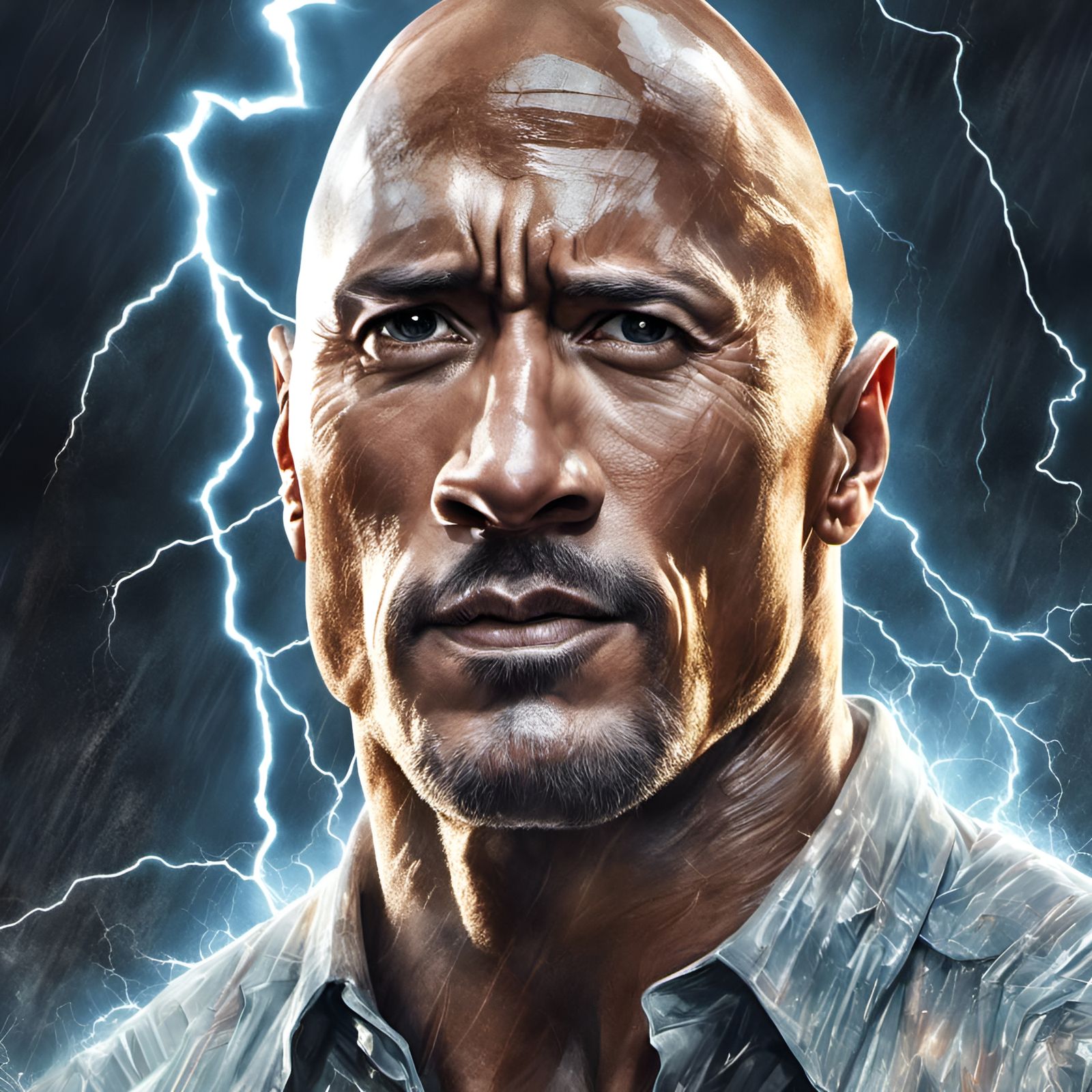 Dwayne Johnson Superhero Portrait in Comic Book Style