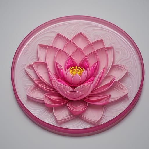 Exquisite Pink Lotus Blooms in Varanasi River, 3D Quilling A...