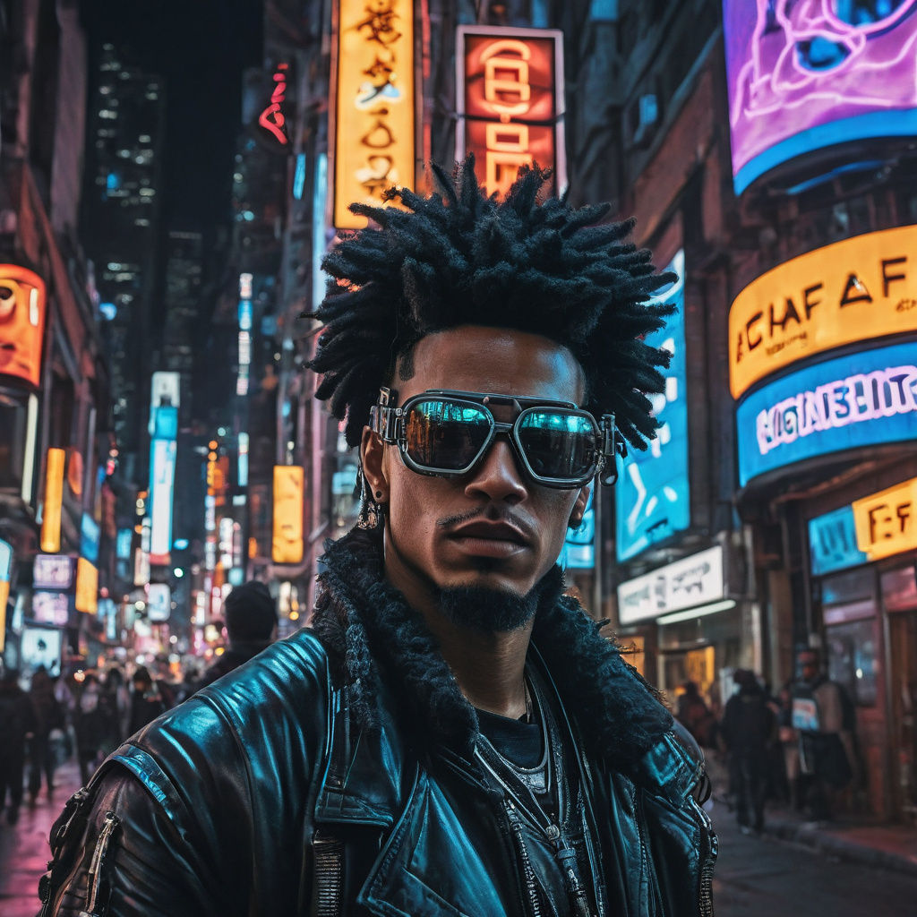 Cyberpunk Prophet Portrait with Afro-Andean Fusion Style