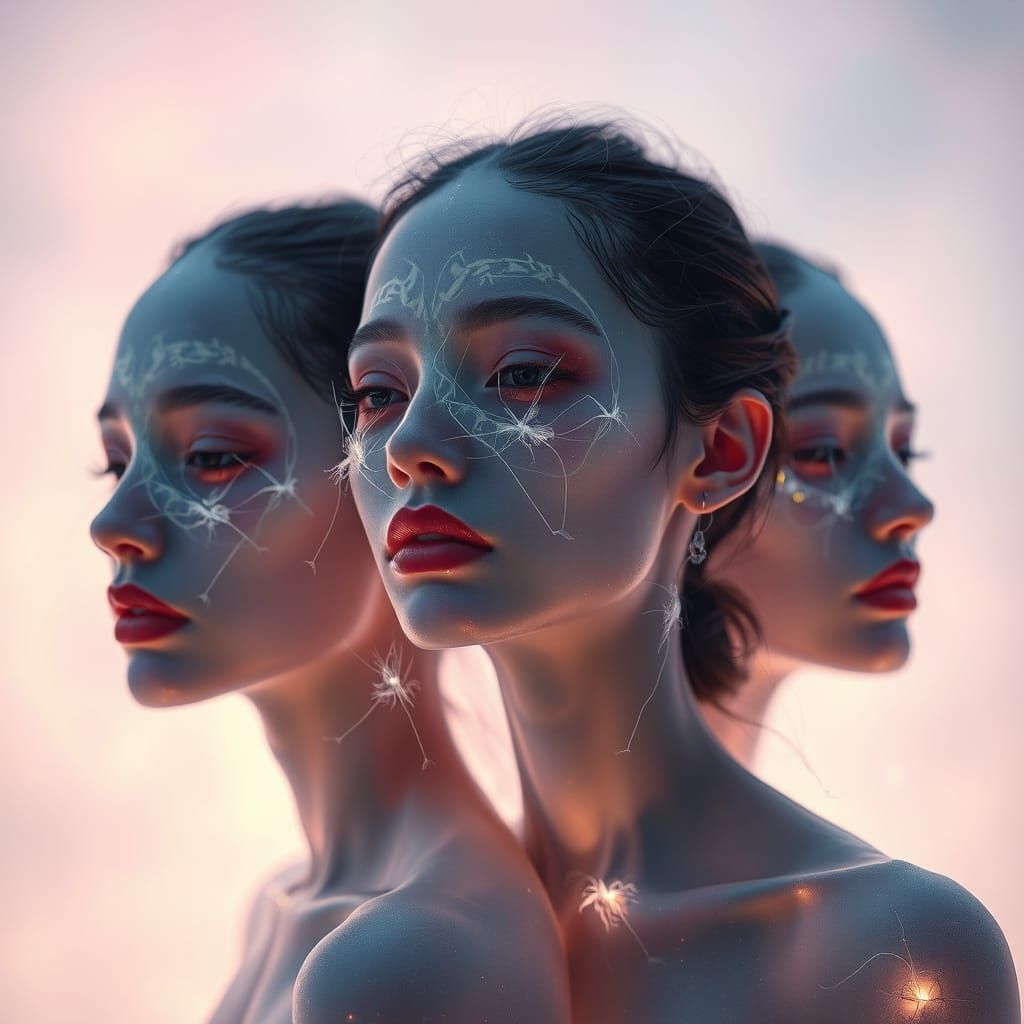 Ethereal Beings in Iridescent Hues