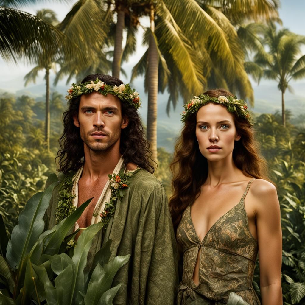 Adam and Eve Portrait in Paradise