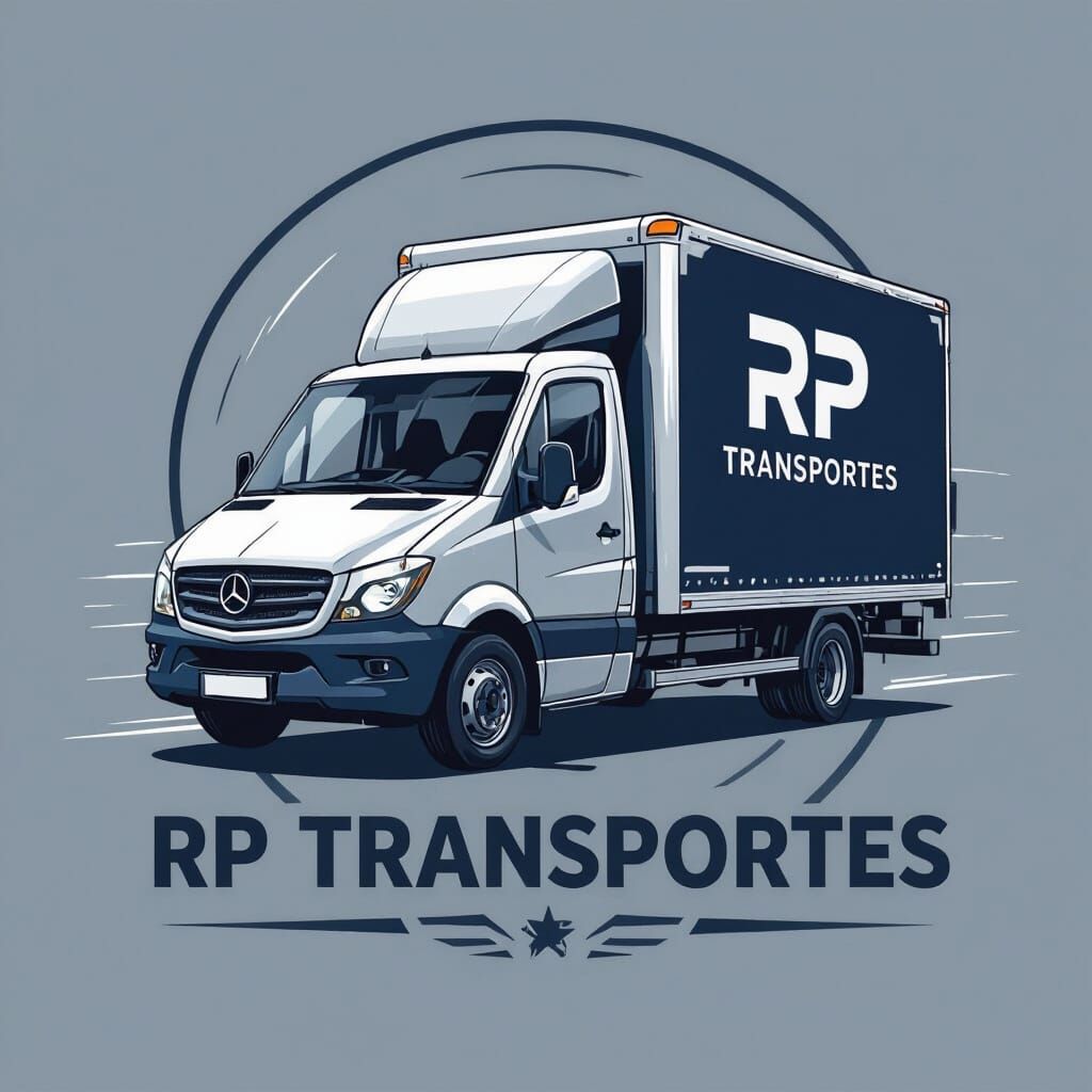 RP Transportes Logo: Minimalist Sprinter Truck Illustration