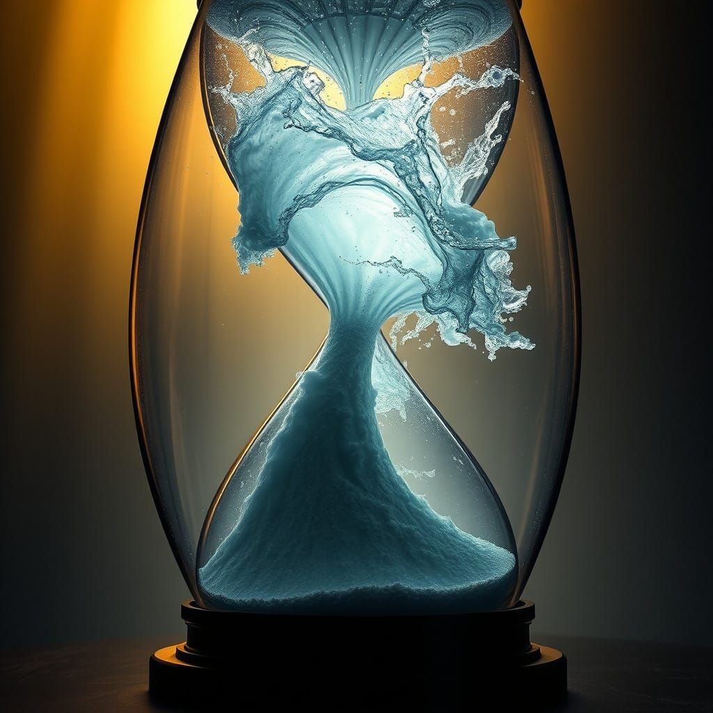 Ethereal Wave Frozen in Time within an Ancient Hourglass