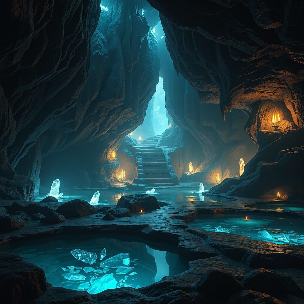 Surreal Underground Oasis in Deep Fantasy