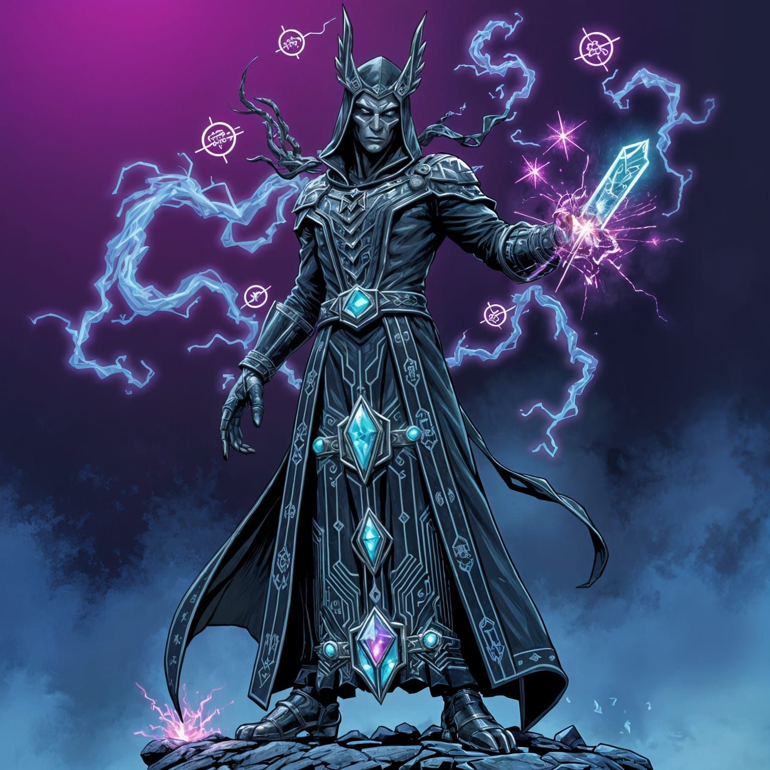 Techno-Mage Portrait in Comic Art Style