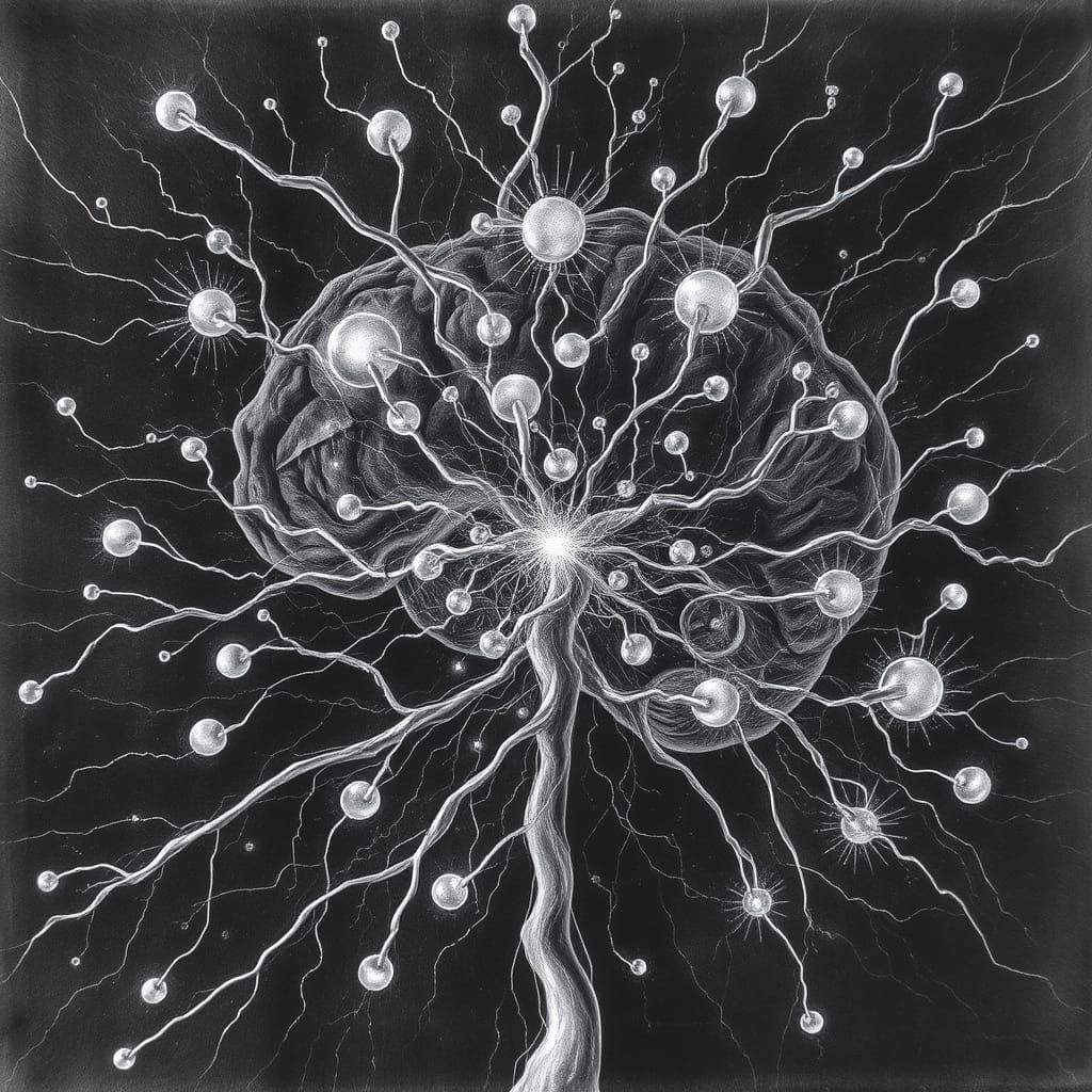 Interconnected Imagination: Neural Pathways in Charcoal